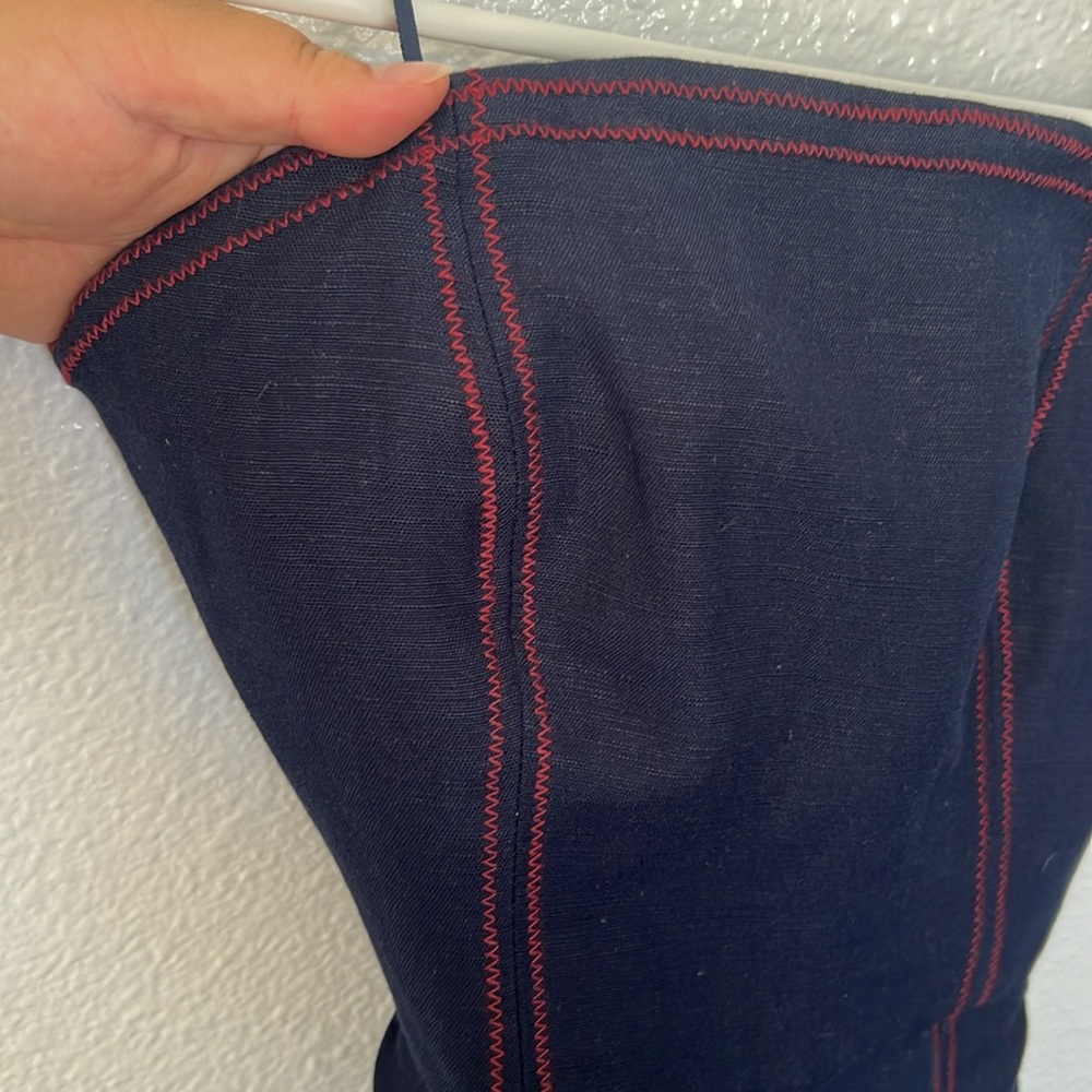 C/MEO Linen Jumpsuit Denim Color with Red Stitching Size Small